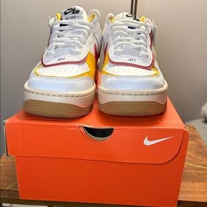 Nike Air Force 1 Sneakers - White, Yellow, Red